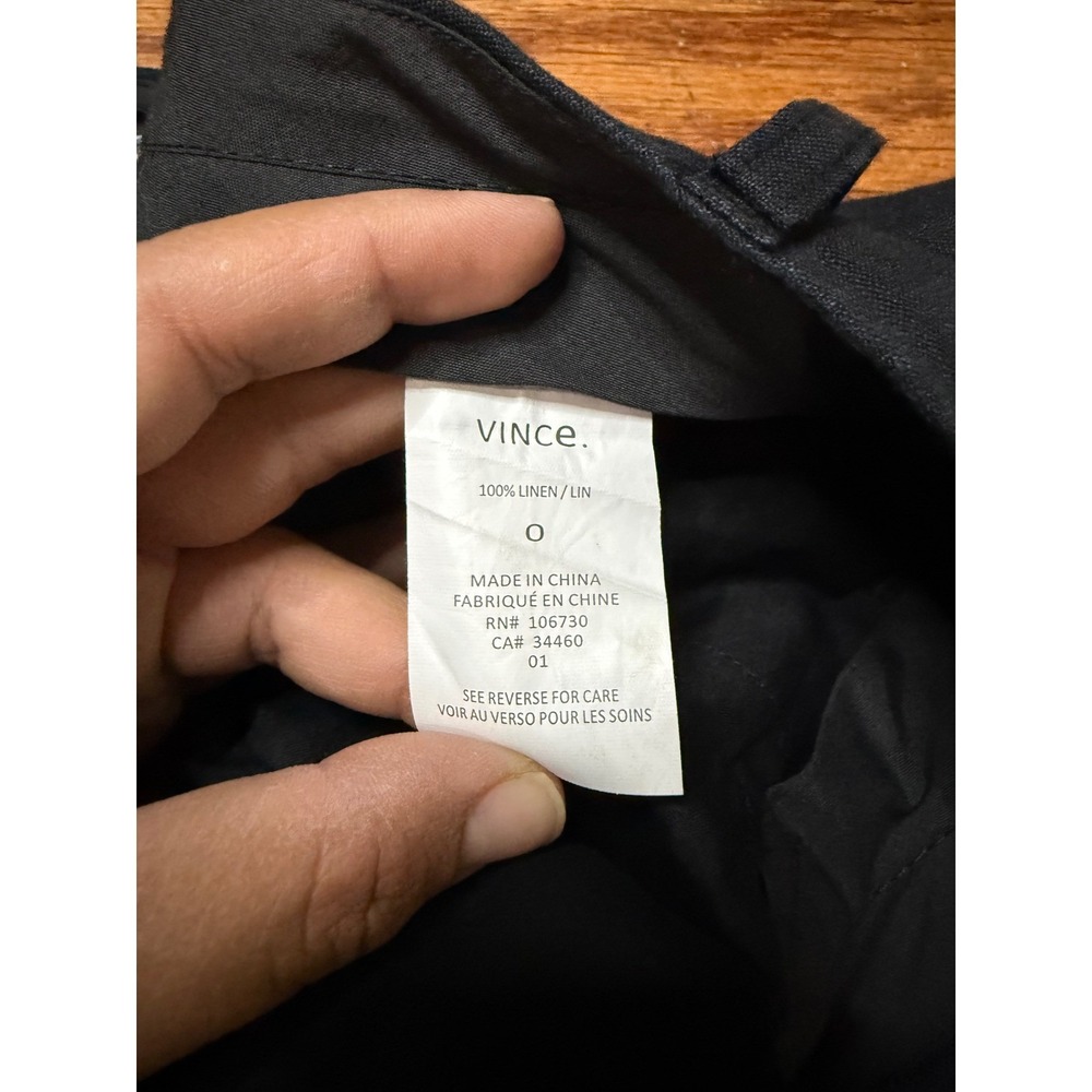 Vince Black 100% Linen Jogger Pants Women's Size 0 Tapered Elastic Cuff Casual - Picture 5 of 7